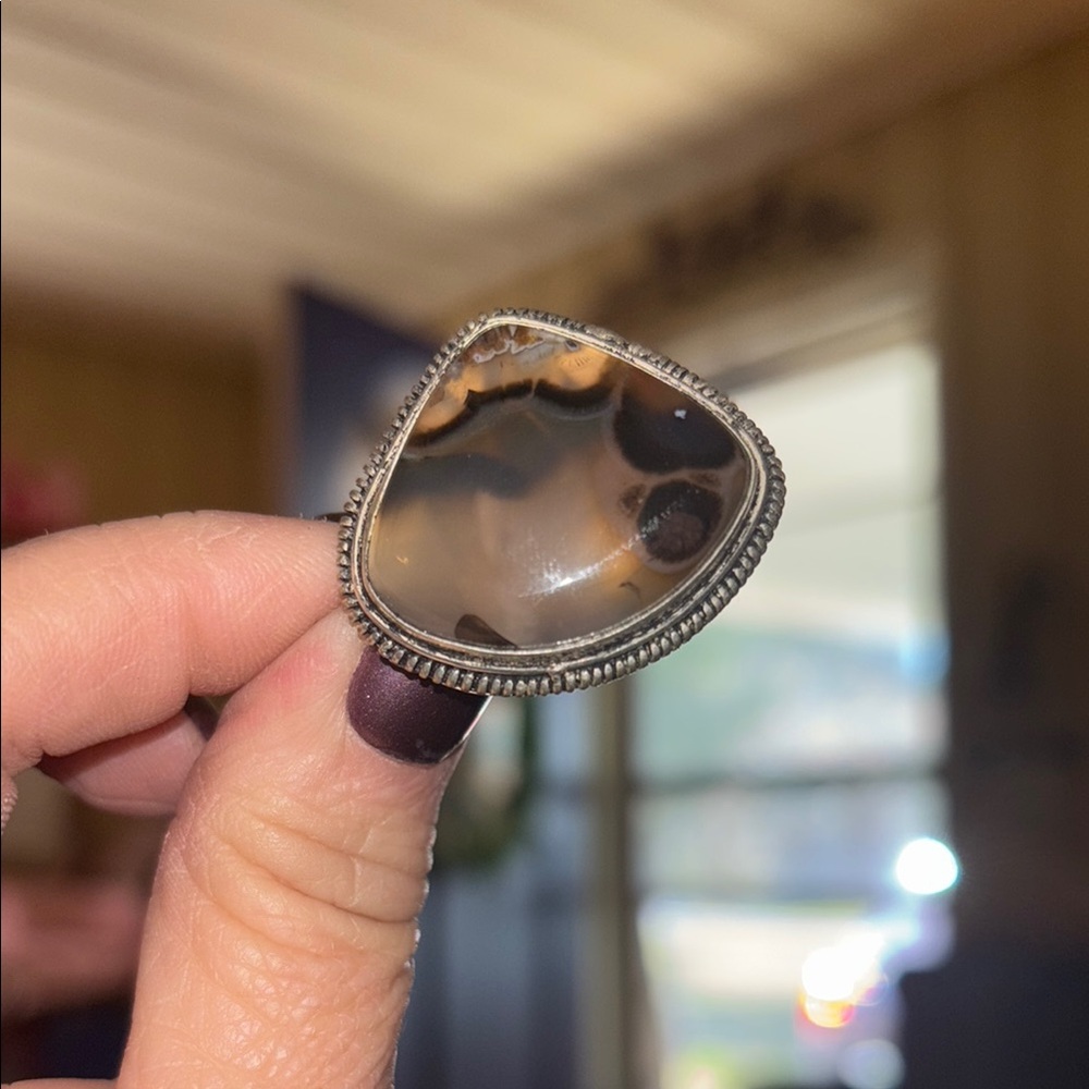 Translucent Brown Agate Stone Ring - image 2